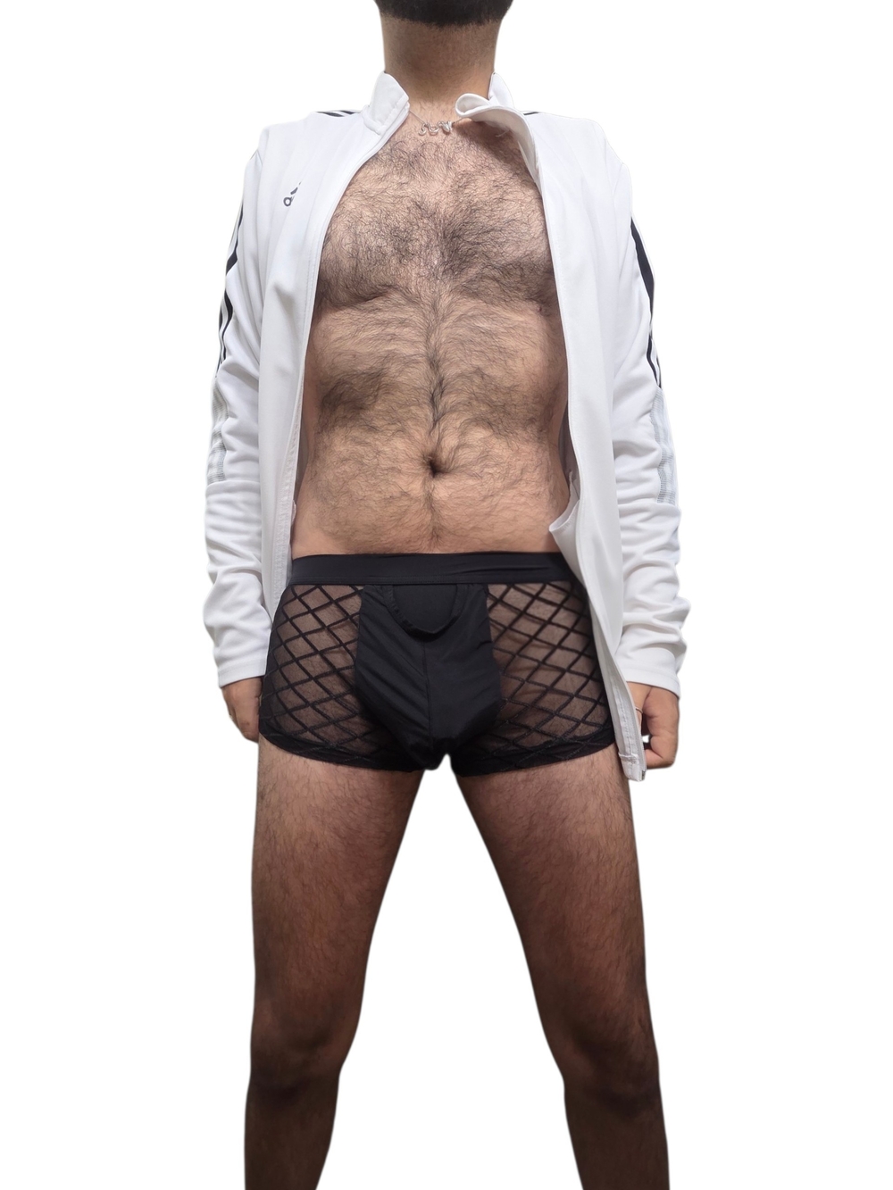 Men's Black Sheer Mesh Boxer Briefs - Breathable Support Size L